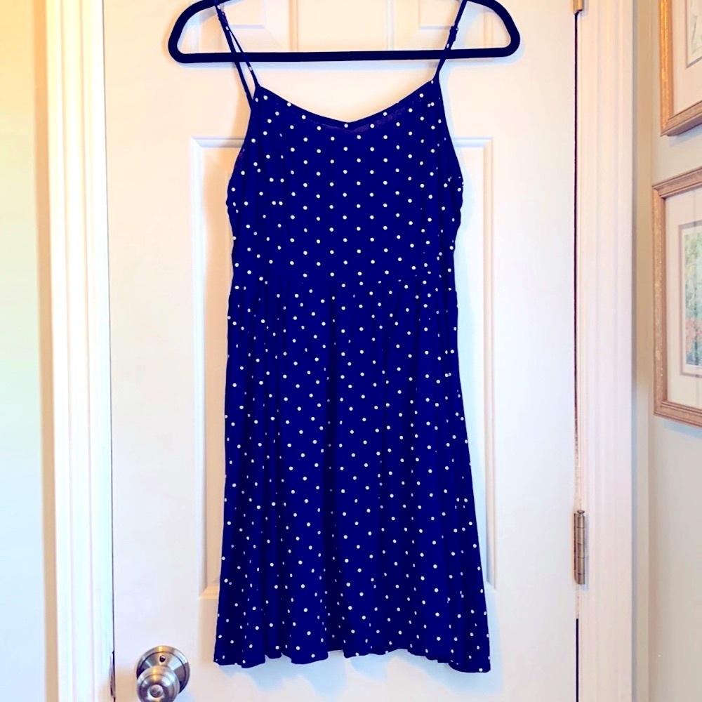 😎2 for $17😎 Navy & White Polkadot Sundress-Adjustable Straps-Divided by H & M
